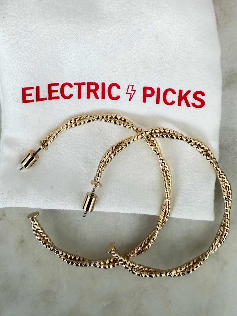 ELECTRIC PICKS Gold Hoops *new*